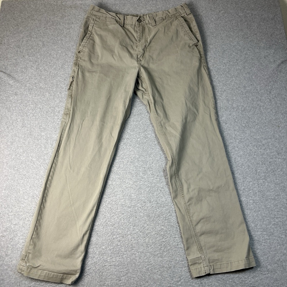 Duluth Trading Pants Mens 36x34 (Fit 34x32) Beige Flex Ballroom Khaki Chino Flat